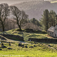 Buy canvas prints of Bell Hagg Barn in Winter shadows by Chris Drabble