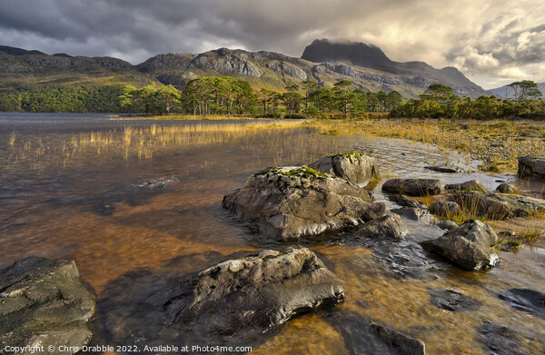 Slioch and Loch Maree in light Picture Board by Chris Drabble