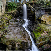Buy canvas prints of The Cornmill waterfall, Lumsdale by Chris Drabble