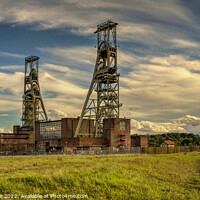 Buy canvas prints of Clipstone Colliery Headstocks at sunset by Chris Drabble