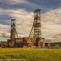 Buy canvas prints of Clipstone Colliery Headstocks at sunset (1) by Chris Drabble