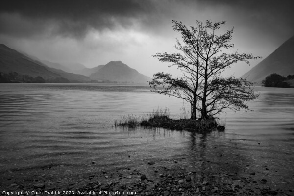 Crummock Water in monochrome Picture Board by Chris Drabble