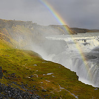 Buy canvas prints of A Raindow over Gullfoss         by Chris Drabble