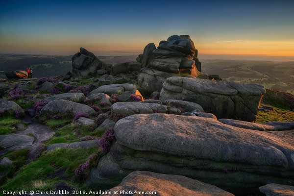 Over Owler Tor at sunset Picture Board by Chris Drabble