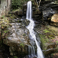 Buy canvas prints of The Cornmill waterfall in spate, Lumsdale by Chris Drabble