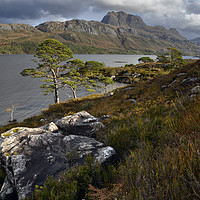 Buy canvas prints of Rain clouds over Slioch and Loch Maree             by Chris Drabble
