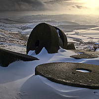 Buy canvas prints of Abandoned Millstones at Stanage Edge in Winter by Chris Drabble