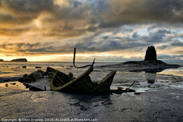 Black Nab and the wreck of the Admiral Von Tromp. Picture Board by Chris Drabble