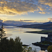 Buy canvas prints of Sunset clouds, Eilean Donan Castle by Chris Drabble
