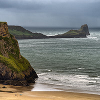 Buy canvas prints of Worms Head, Rhossili Bay, the Gower Peninsula by Chris Drabble