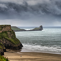 Buy canvas prints of Worms Head, Rhossili Bay, the Gower Peninsula.  by Chris Drabble