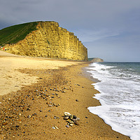 Buy canvas prints of Bridport sands and East Cliff             by Chris Drabble