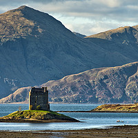 Buy canvas prints of Castle Stalker from the Port Appin road (3) by Chris Drabble