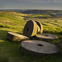 Buy canvas prints of Abandoned mill stones at Stanage Edge              by Chris Drabble