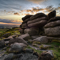 Buy canvas prints of Higger Tor at evening light                       by Chris Drabble