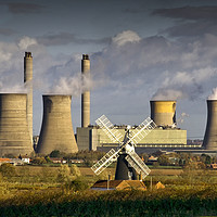 Buy canvas prints of West Burton Power Station and Leverton Windmill. by Chris Drabble
