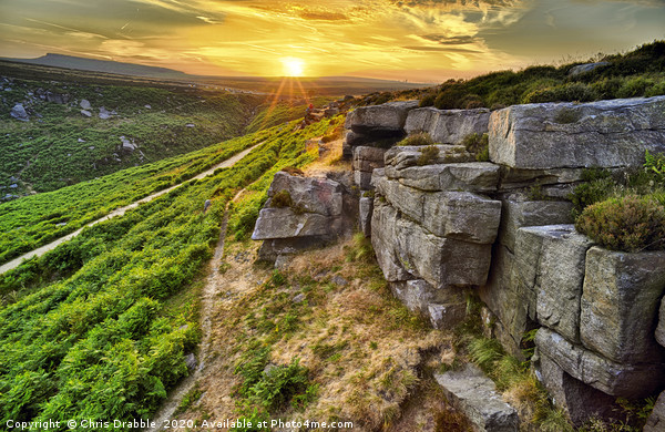 Upper Burbage Edge in last light Picture Board by Chris Drabble