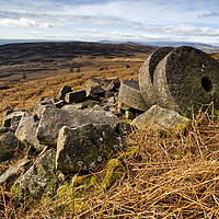 Buy canvas prints of Abandoned Mill Stones, under Stanage Edge by Chris Drabble