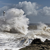 Buy canvas prints of Porthcawl lighthouse in a storm by Chris Drabble