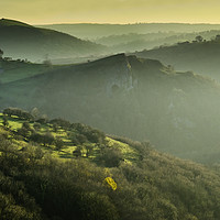 Buy canvas prints of Thor's Cave from Wetton Hill in low winter light by Chris Drabble