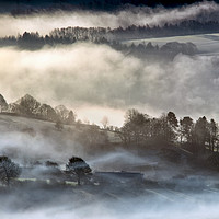 Buy canvas prints of Morning mist in the Derwent Valley. by Chris Drabble