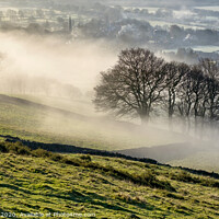 Buy canvas prints of Bamford village shrouded in a mist inversion by Chris Drabble