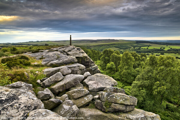 Birchen Edge and Nelson's Monument at sunset Picture Board by Chris Drabble