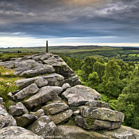 Buy canvas prints of Birchen Edge and Nelson's Monument at sunset by Chris Drabble
