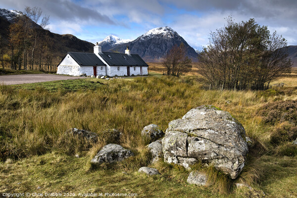 Blackrock Cottage with Buachaille Etive Mor in the Picture Board by Chris Drabble