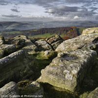 Buy canvas prints of Carhead rocks in Autumn by Chris Drabble