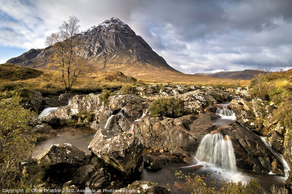Buachaille Etive Mor with River Coupall waterfalls Picture Board by Chris Drabble