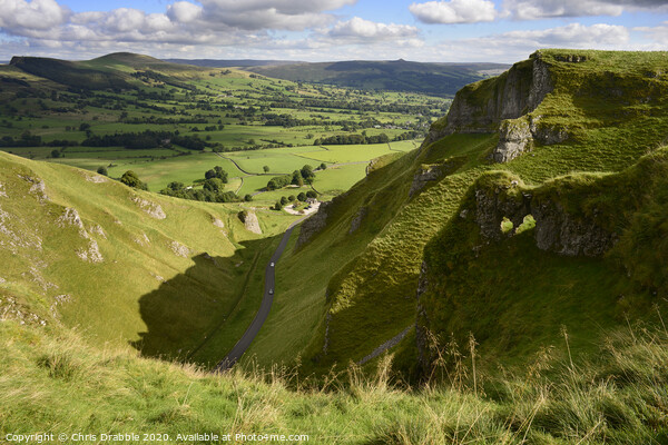 Castleton from the slopes of Winnats Pass Picture Board by Chris Drabble