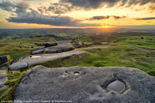 Higger Tor Summer sunset Picture Board by Chris Drabble