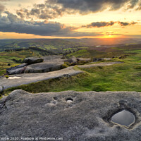 Buy canvas prints of Higger Tor Summer sunset by Chris Drabble
