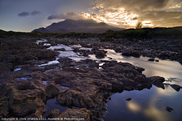 Sunset over the Cuillin Picture Board by Chris Drabble