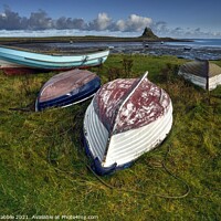 Buy canvas prints of Fishing boats at Lindisfarne by Chris Drabble