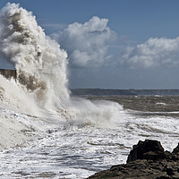 Buy canvas prints of Porthcawl lighthouse in a storm by Chris Drabble