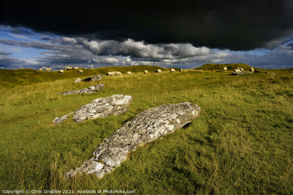 Arbor Low with rain clouds moving throught Picture Board by Chris Drabble