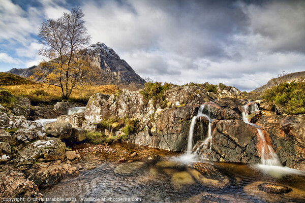 Buachaille Etive Mor with River Coupall waterfalls Picture Board by Chris Drabble