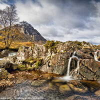 Buy canvas prints of Buachaille Etive Mor with River Coupall waterfalls by Chris Drabble