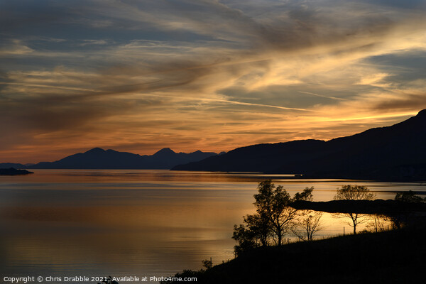 Sunset at Strathcarron Picture Board by Chris Drabble