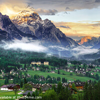 Buy canvas prints of Cortina D'Ampezzo at sunset by Chris Drabble