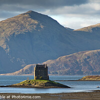 Buy canvas prints of Castle Stalker from the Port Appin road (2) by Chris Drabble
