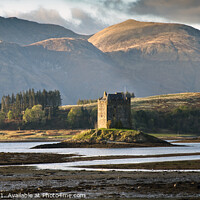Buy canvas prints of Castle Stalker from the Port Appin road (4) by Chris Drabble