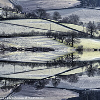 Buy canvas prints of Under Derwent Edge in early light and frost by Chris Drabble