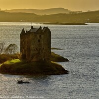 Buy canvas prints of Castle Stalker at sunset (2) by Chris Drabble