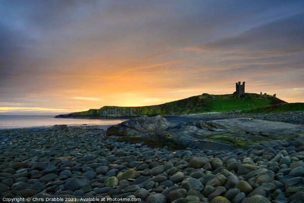 Dawn at Dunstanburgh Picture Board by Chris Drabble