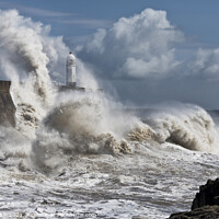 Buy canvas prints of Porthcawl lighthouse in a storm (5) by Chris Drabble