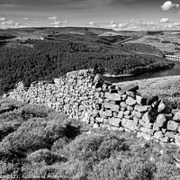 Buy canvas prints of Bamford Edge and Win Hill (mono) by Chris Drabble