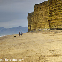 Buy canvas prints of Burton Bradstock beach and cliffs by Chris Drabble